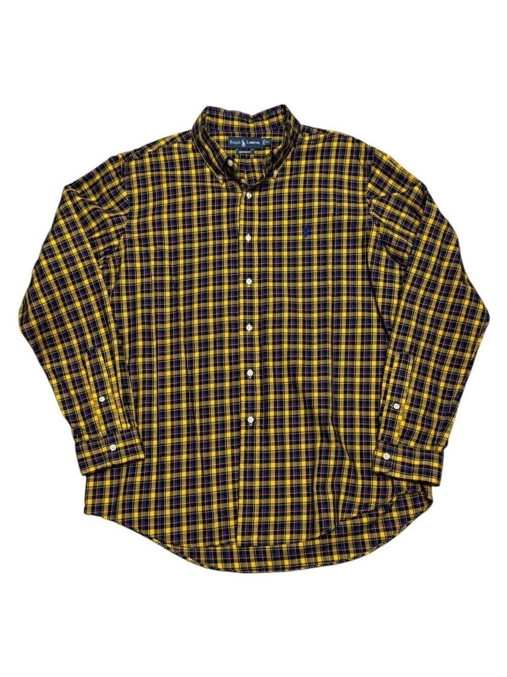 POLO RALPH LAUREN Plaid Business Casual Designer Long Sleeve Shirt Mens XL